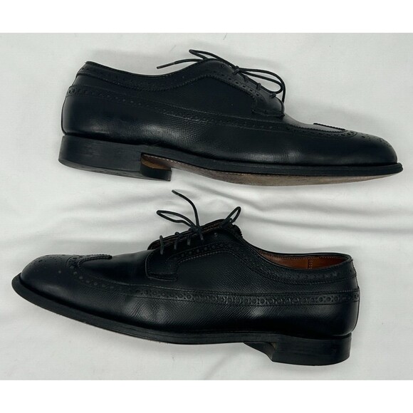 VINTAGE Alden 637 Wingtip Oxford Black Leather Dress Shoes- Truflare Sz 10.5 A/C - Picture 3 of 13